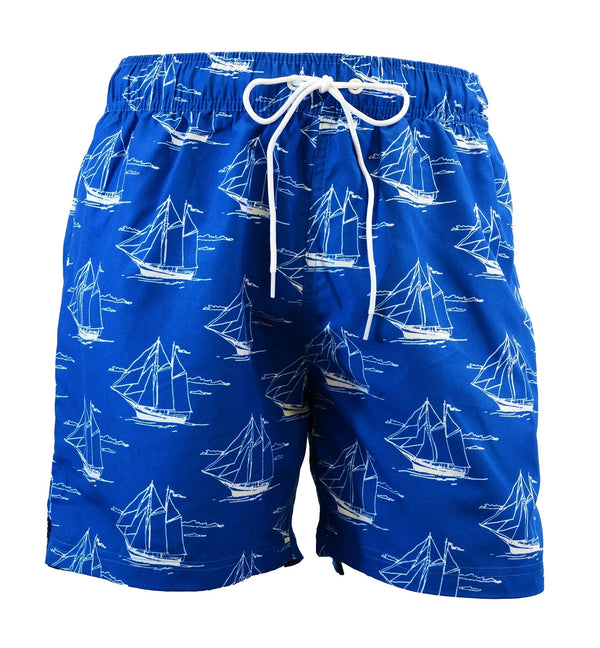 Adoretex Men's Sailing Boat Printed Beach Board Shorts