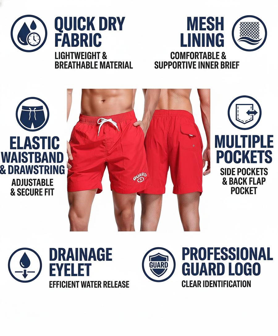 Adoretex Men's Guard Mesh Lining Pockets Swim Trunks Swimsuit (MG012)