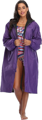 Adoretex Unisex Water Resistant Swim Parka for Adults and Kids Black Lining (PK005)