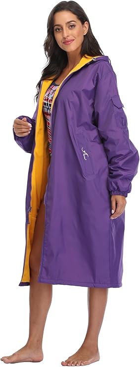 Adoretex Unisex Water Resistant Swim Parka for Adults and Kids Yellow Lining (PK005)