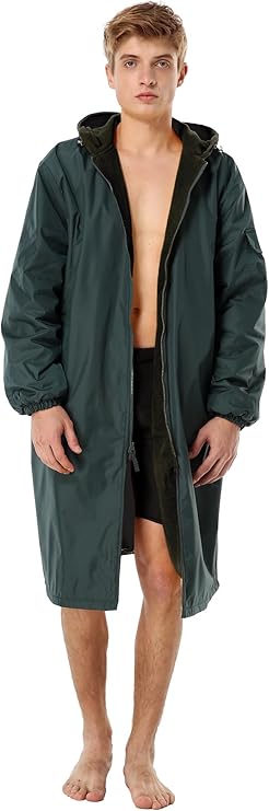 Adoretex Unisex Water Resistant Swim Parka for Adults and Kids Black Lining (PK005)