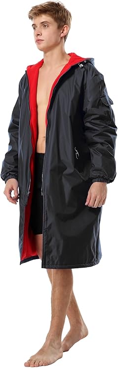 Adoretex Unisex Water Resistant Swim Parka for Adults and Kids Red Lining (PK005)