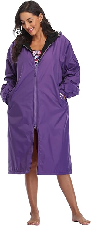 Adoretex Unisex Water Resistant Swim Parka for Adults and Kids Black Lining (PK005)