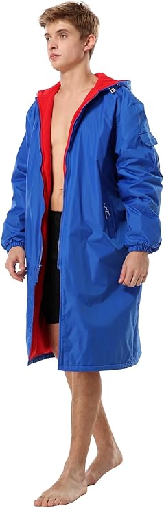 Adoretex Unisex Water Resistant Swim Parka for Adults and Kids Red Lining (PK005)