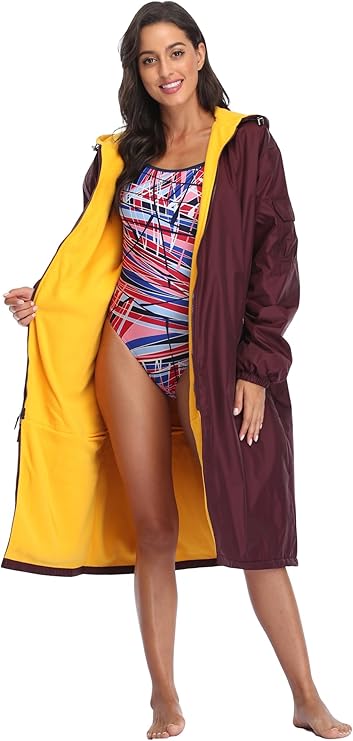 Adoretex Unisex Water Resistant Swim Parka for Adults and Kids Yellow Lining (PK005)