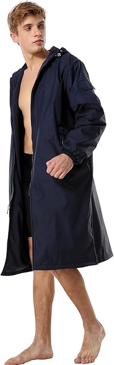 Adoretex Unisex Water Resistant Swim Parka for Adults and Kids Black Lining (PK005)