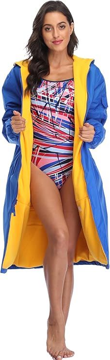 Adoretex Unisex Water Resistant Swim Parka for Adults and Kids Yellow Lining (PK005)