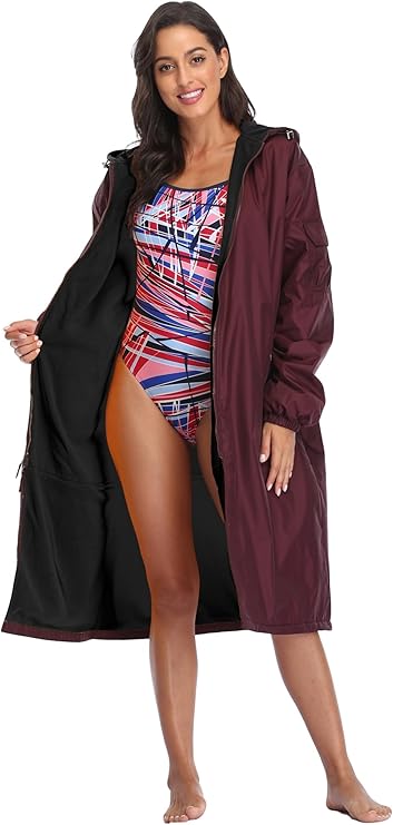 Adoretex Unisex Water Resistant Swim Parka for Adults and Kids Black Lining (PK005)