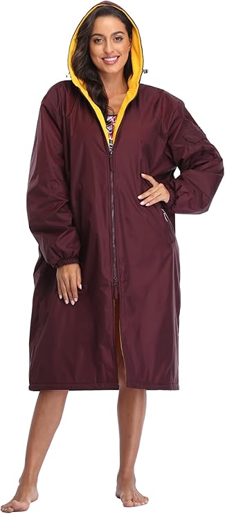 Adoretex Unisex Water Resistant Swim Parka for Adults and Kids Yellow Lining (PK005)