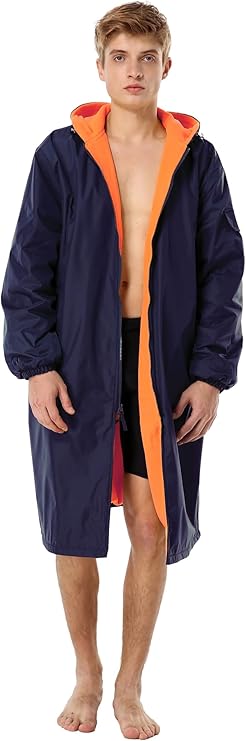 Adoretex Unisex Water Resistant Swim Parka for Adults and Kids Orange Lining (PK005)