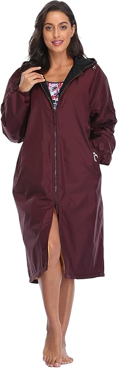 Adoretex Unisex Water Resistant Swim Parka for Adults and Kids Black Lining (PK005)