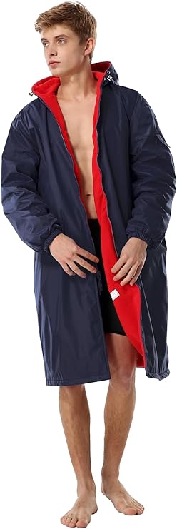 Adoretex Unisex Water Resistant Swim Parka for Adults and Kids Red Lining (PK005)