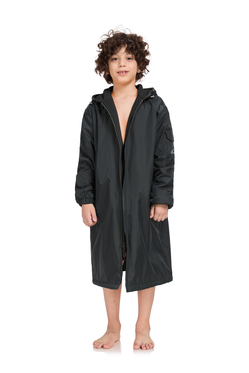 Adoretex Unisex Water Resistant Swim Parka for Adults and Kids Black Lining (PK005)