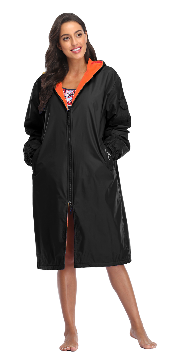 Adoretex Unisex Water Resistant Swim Parka for Adults and Kids Orange Lining