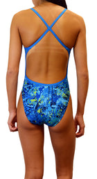 Adoretex Girl's/Women's Printed One Piece Thin Strap Athletic Swimsuit (FN035)