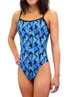 Adoretex Girl's/Women's Printed One Piece Thin Strap Athletic Swimsuit (FN036A)