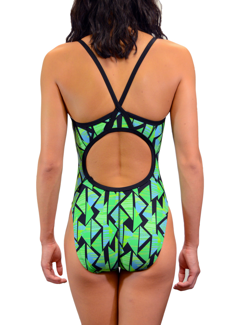 Adoretex Girl's/Women's Printed One Piece Thin Strap Athletic Swimsuit