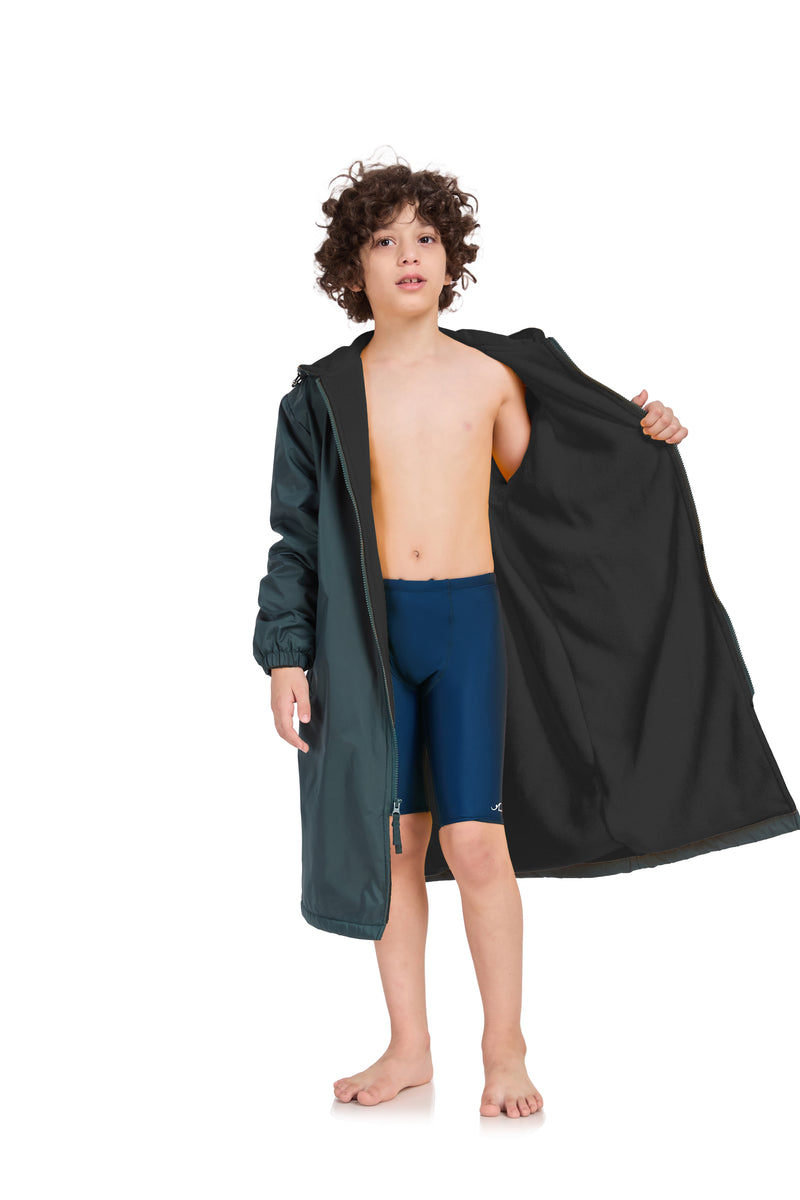 Adoretex Unisex Water Resistant Swim Parka for Adults and Kids Black Lining (PK005)