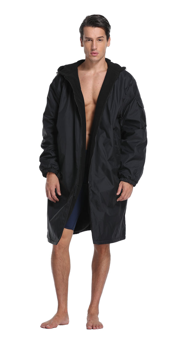 Adoretex Unisex Water Resistant Swim Parka for Adults and Kids Black Lining