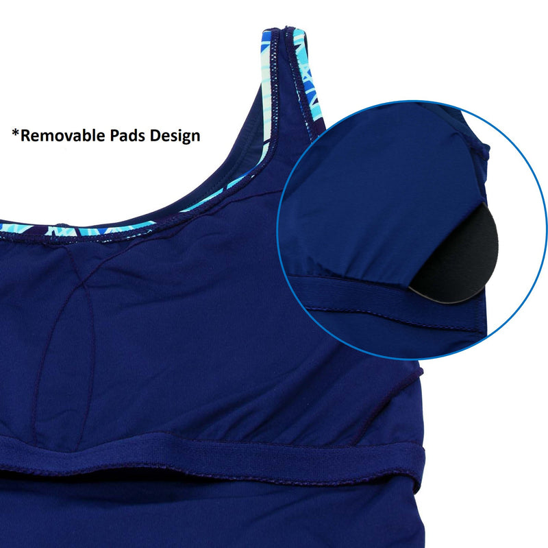 Modest One Piece Bathing Suit Women's Athletic One Piece Swimsuits - Sport Training Swimwear With Removable Padded Bras Sporty Swimsuit