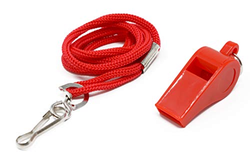 Adoretex Sport Guard Pea Coach Plastic Whistle With Lanyard (WK003S) Red