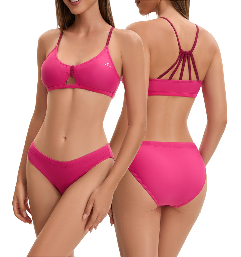 Adoretex Women's Front Knot Crisscross Bikini Set with Padding (FN045)