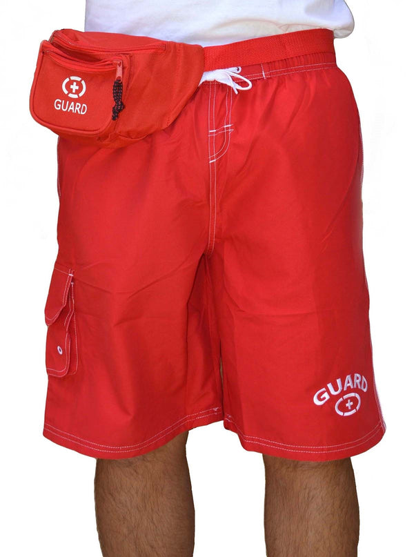 Adoretex Men's Guard Swimwear Board Shorts Set with Hip Bag, Whistle with Lanyard (MG001SET)