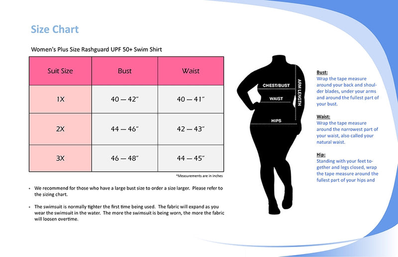 Adoretex Women's Plus Size Long Sleeve Rashguard UPF 50+ Swimwear Swim