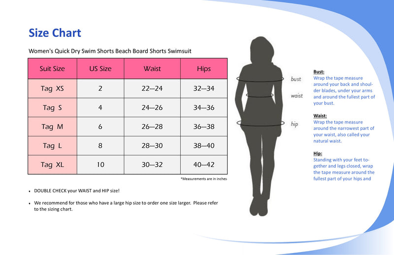 Adoretex Women's Quick Dry Swim Shorts Beach Board Shorts Swimsuit (FB