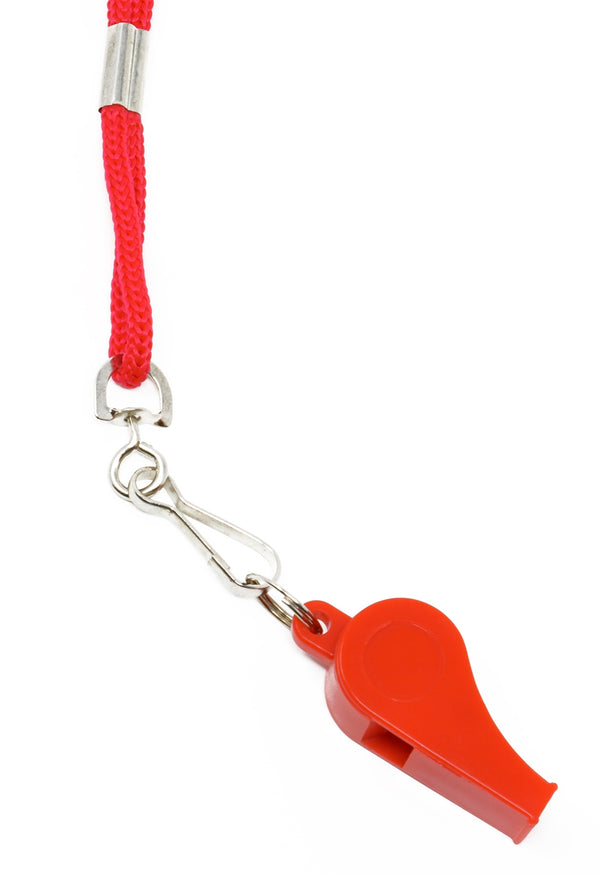 Adoretex Sport Guard Pea Coach Plastic Whistle with Lanyard (WK003S) - Red