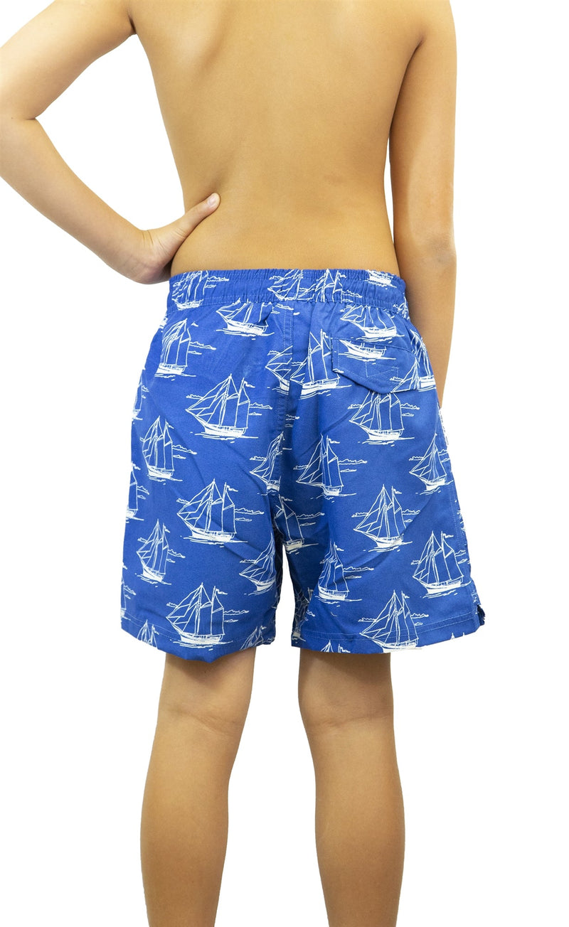 Adoretex Boy's Sailing Boat Printed Beach Board Shorts (MP019)