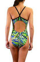 Aayomet Women's Color Blocking Conservative 1piece Swimsuit Women's Sense  Backless Suspender Swimsuit Flat Bikini,Green Small