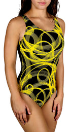 Adoretex Women's One Piece U-Back Spirals Swimsuit with Cups (FS007A)